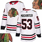 Blackhawks #53 Mashinter White With Special Glittery Logo Adidas Jersey,baseball caps,new era cap wholesale,wholesale hats